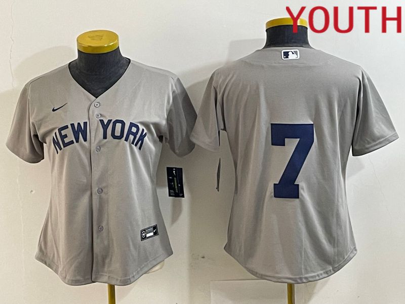 Youth New York Yankees #7 Mantle Grey Nike Game 2024 MLB Jersey style 8->youth mlb jersey->Youth Jersey